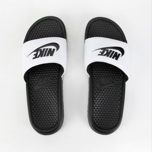 NIKE Benassi JDI White & Black Mens Slide Sandals